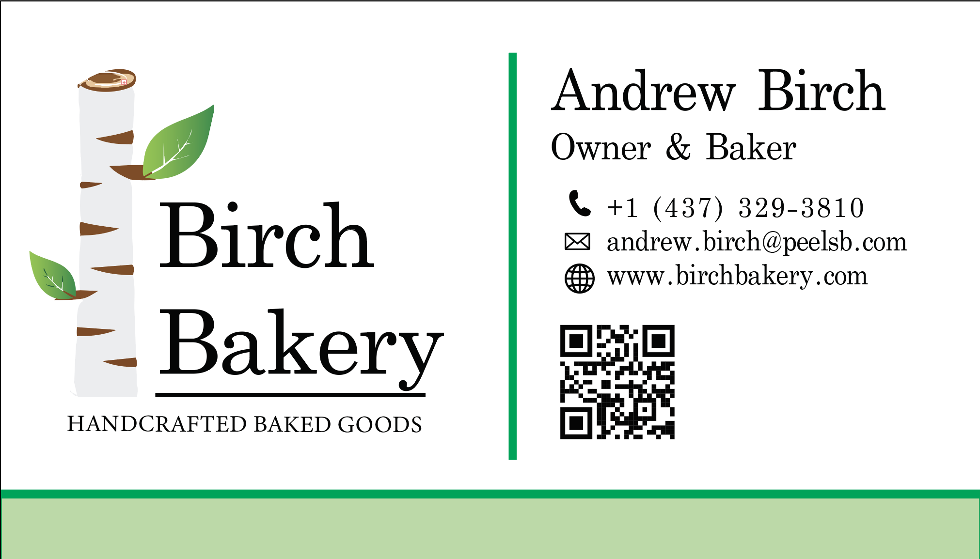 Birch Bakery business card