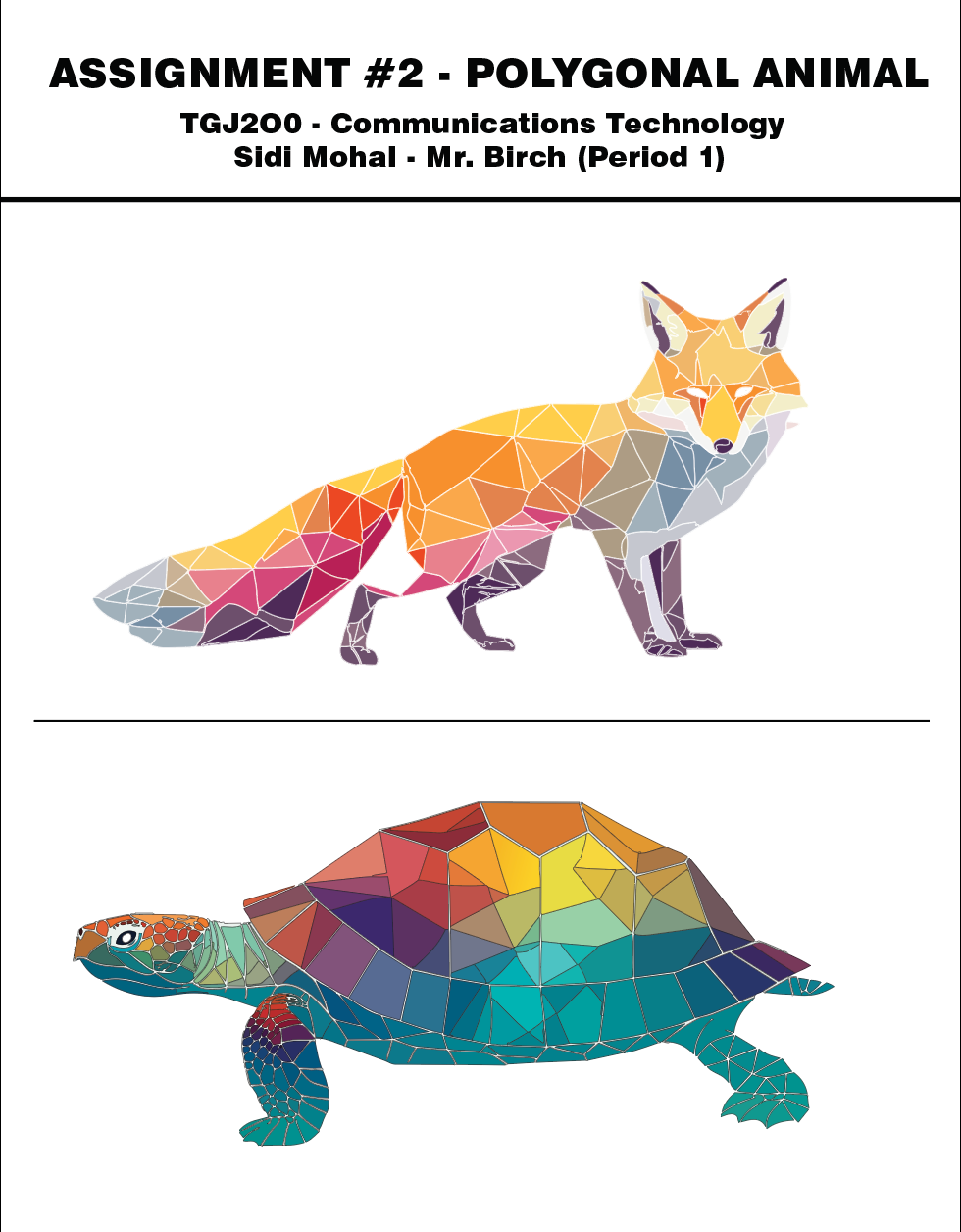 Low-poly fox and turtle